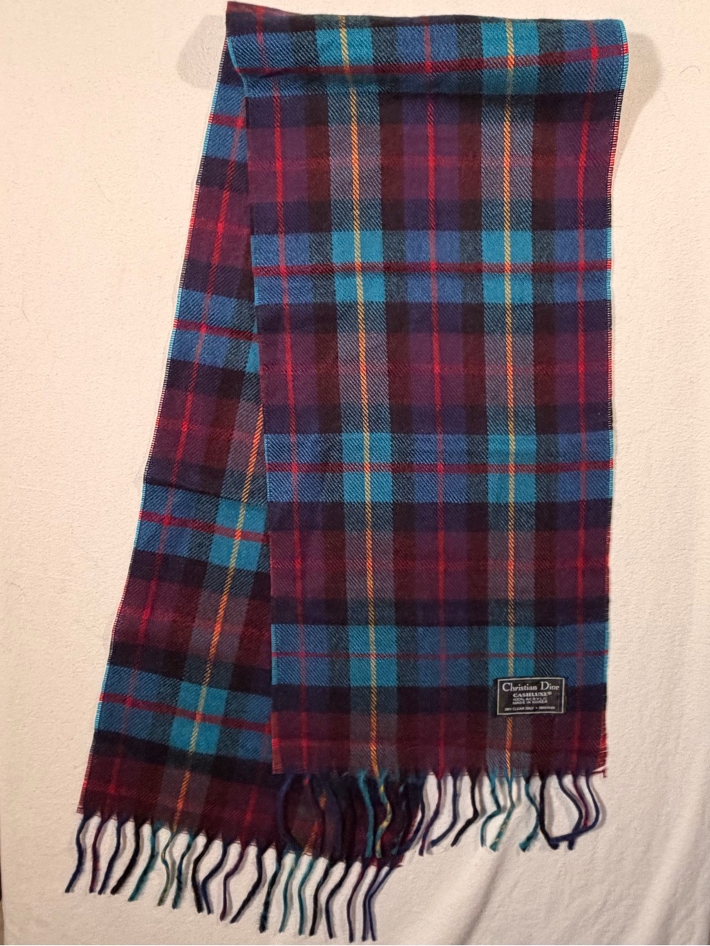 Christian Dior CASHLUXE Multicolor Plaid Wool Scarf